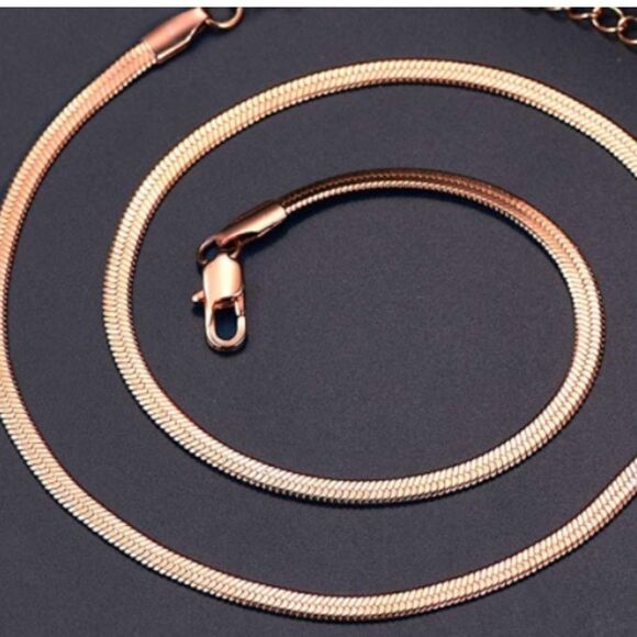 Rose Gold Adjustable Choker Snake chain necklace - Picture 3 of 6